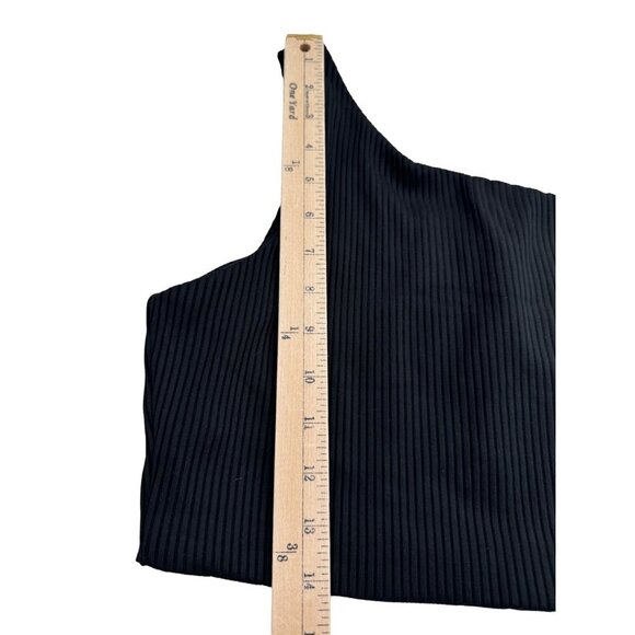 Madewell Ribbed One-Shoulder Longline Bikini Top black sz M - Picture 6 of 7